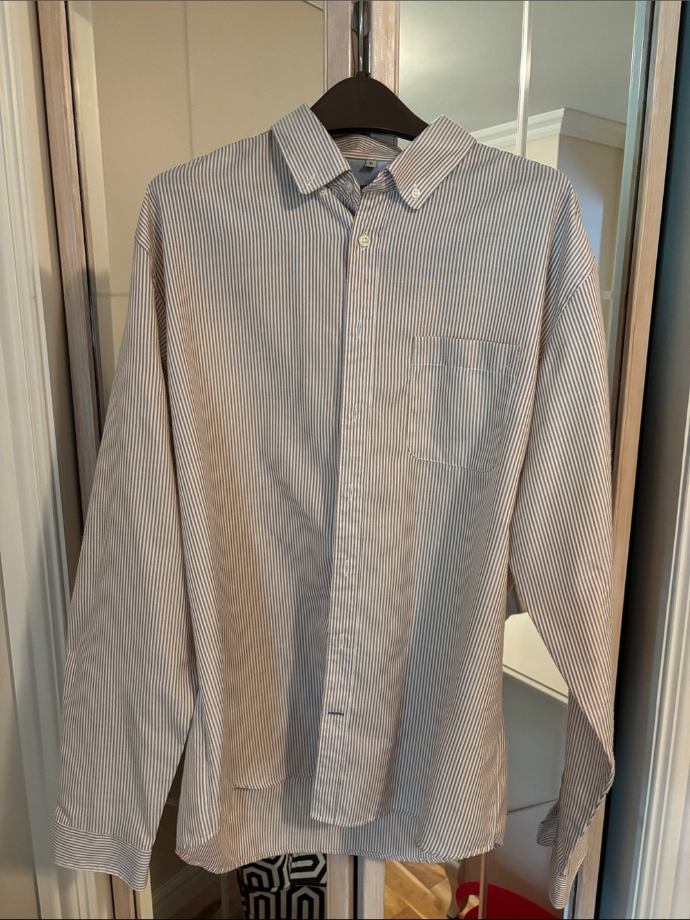 Frank & Oak Blue and White Pinstripe Button-Down Shirt